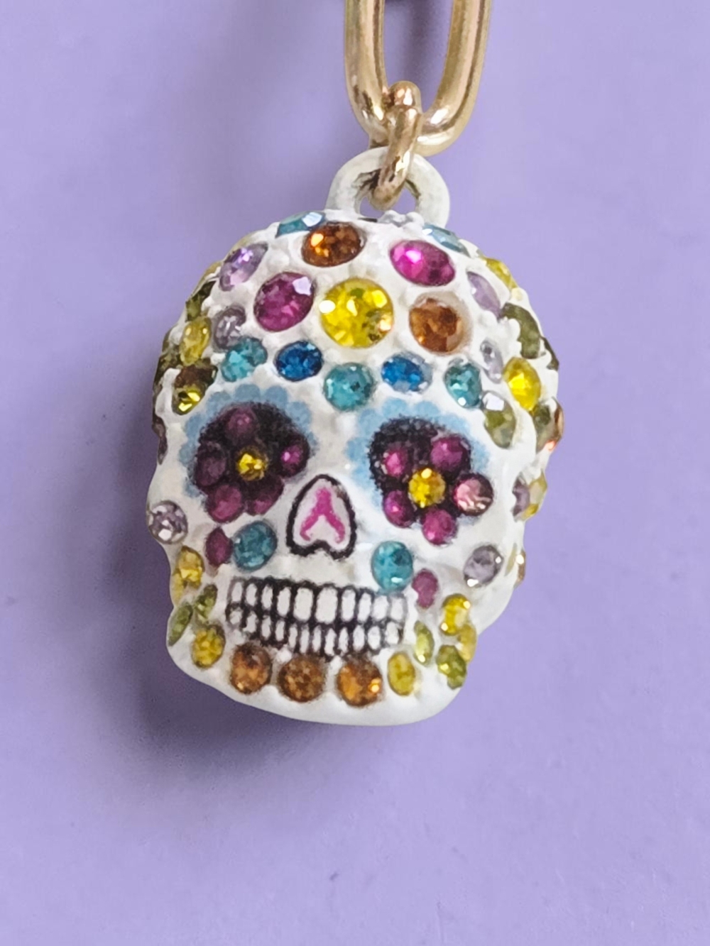 NEW Betsey Johnson Sugar with Crystals and Flowers Pendant Necklace New In Box - Picture 4 of 7